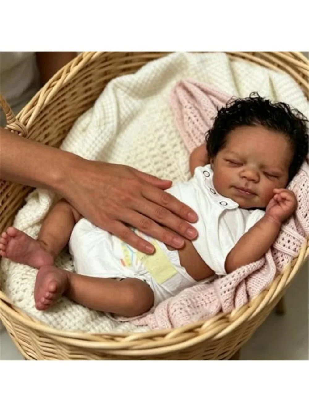 19 Inch Full Body Silicone Black Reborn Baby Girl Doll Waterproof Anatomical